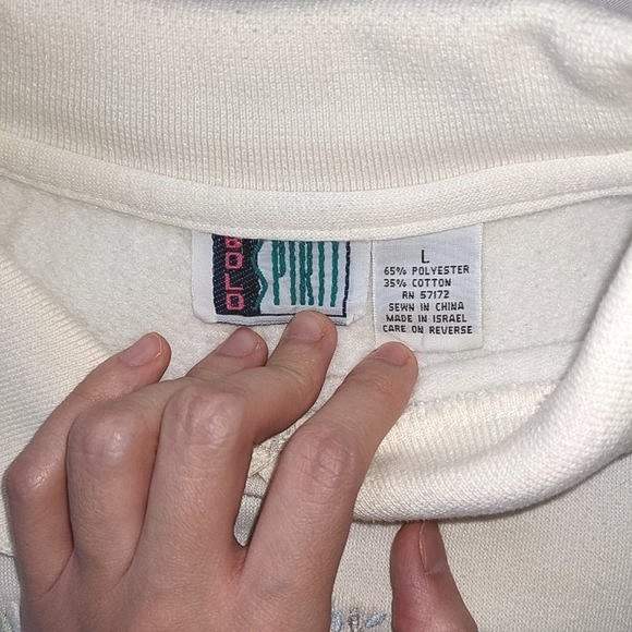 80s Cream-Colored Sweater with Floral Embroidery by Bolo Spirit - Picture 3 of 12